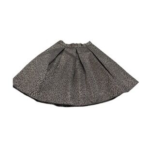 Impress Silver Metallic Jacquard Pleated Mini Skirt Black Textured Party Size 4